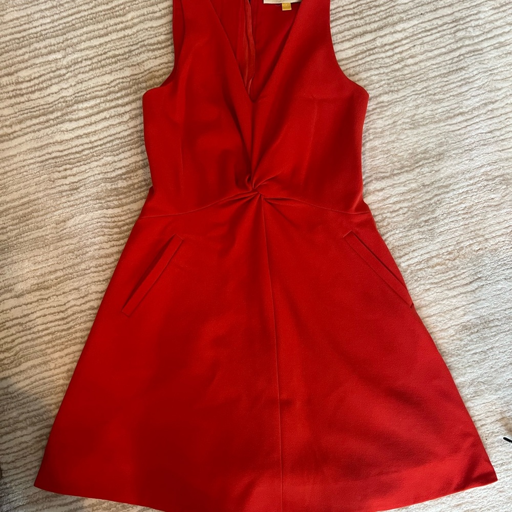 Leifsdottir Red A-Line Mini Dress V-Neck Sleeveless